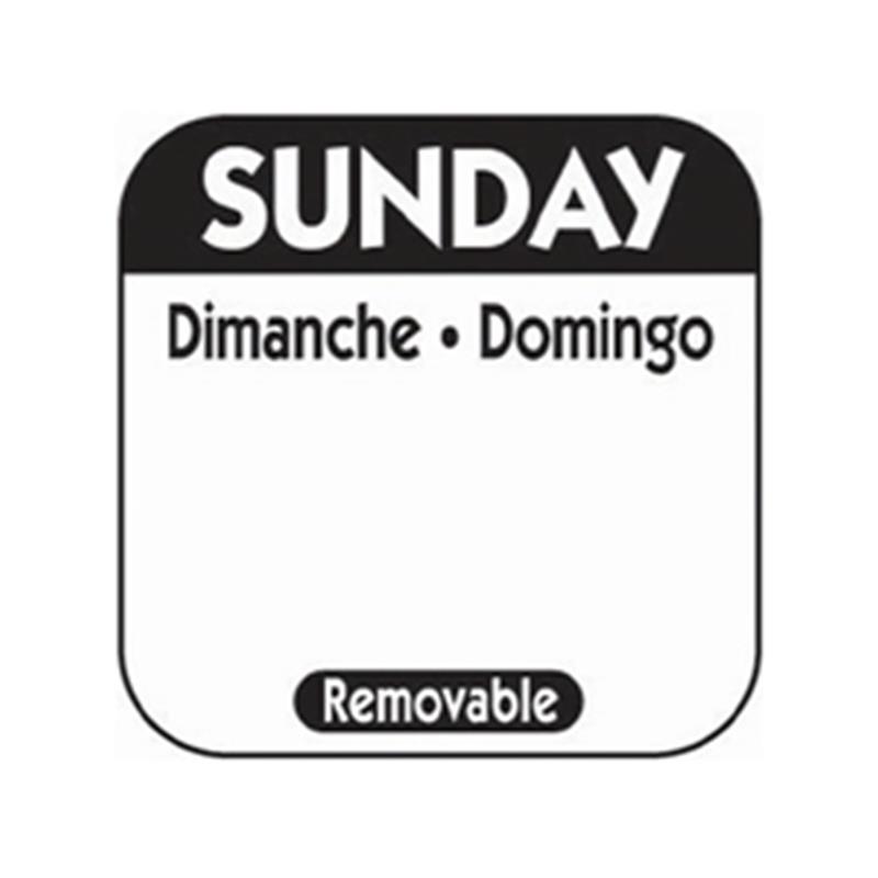 25mm Sunday Removable Day Labels (1000)