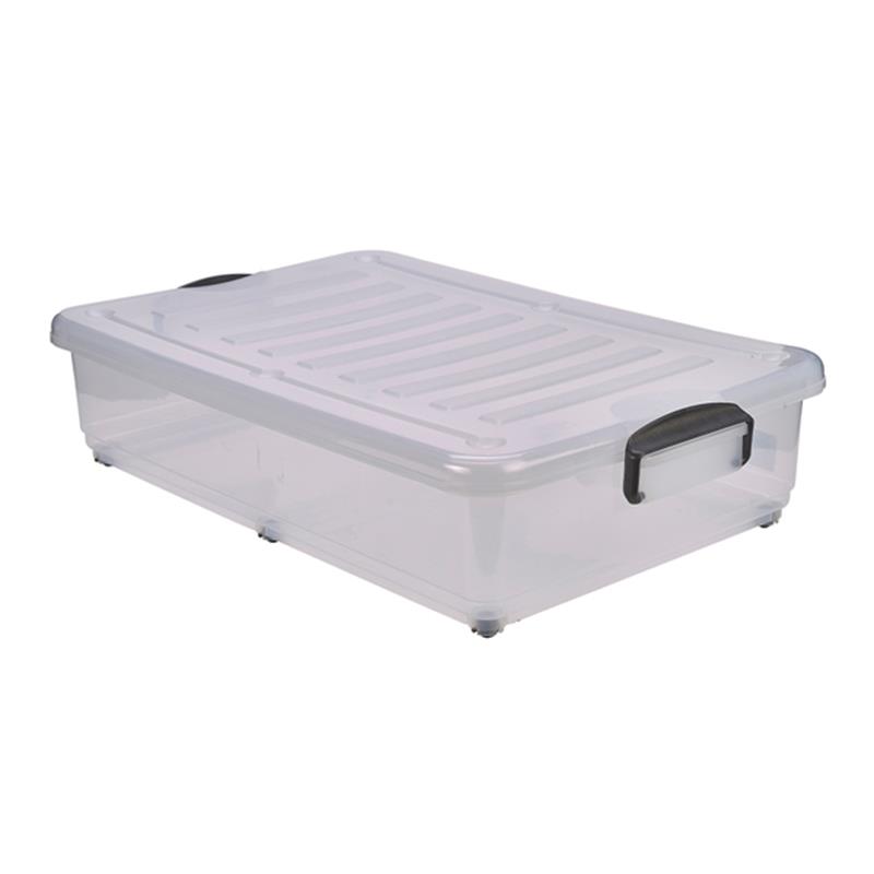 Storage Box 40L W/ Clip Handles On Wheels