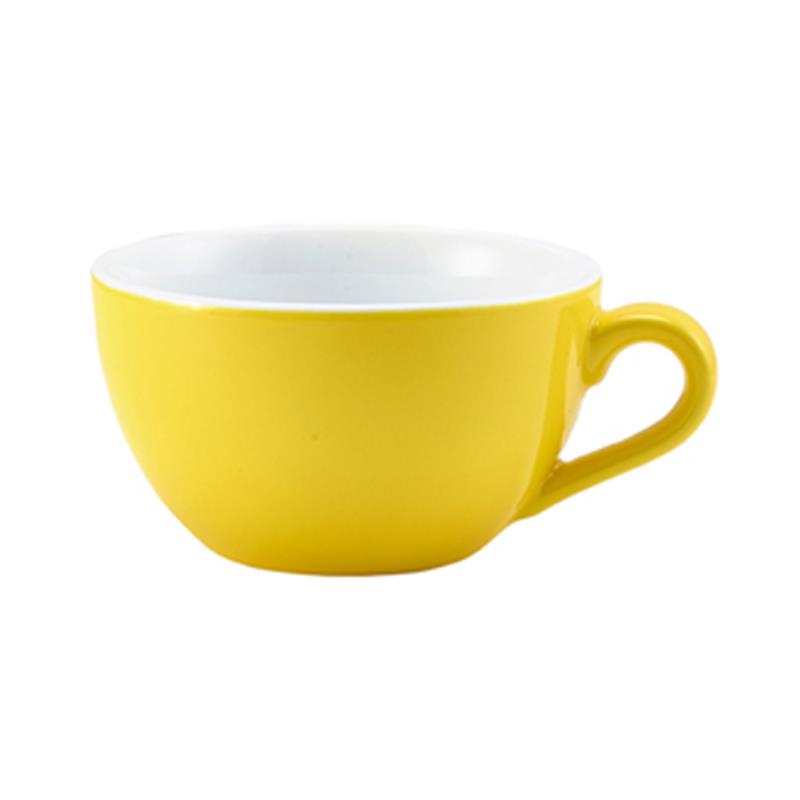 Genware Porcelain Yellow Bowl Shaped Cup 17.5cl/6oz