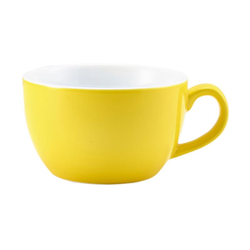 Genware Porcelain Yellow Bowl Shaped Cup 25cl/8.75oz