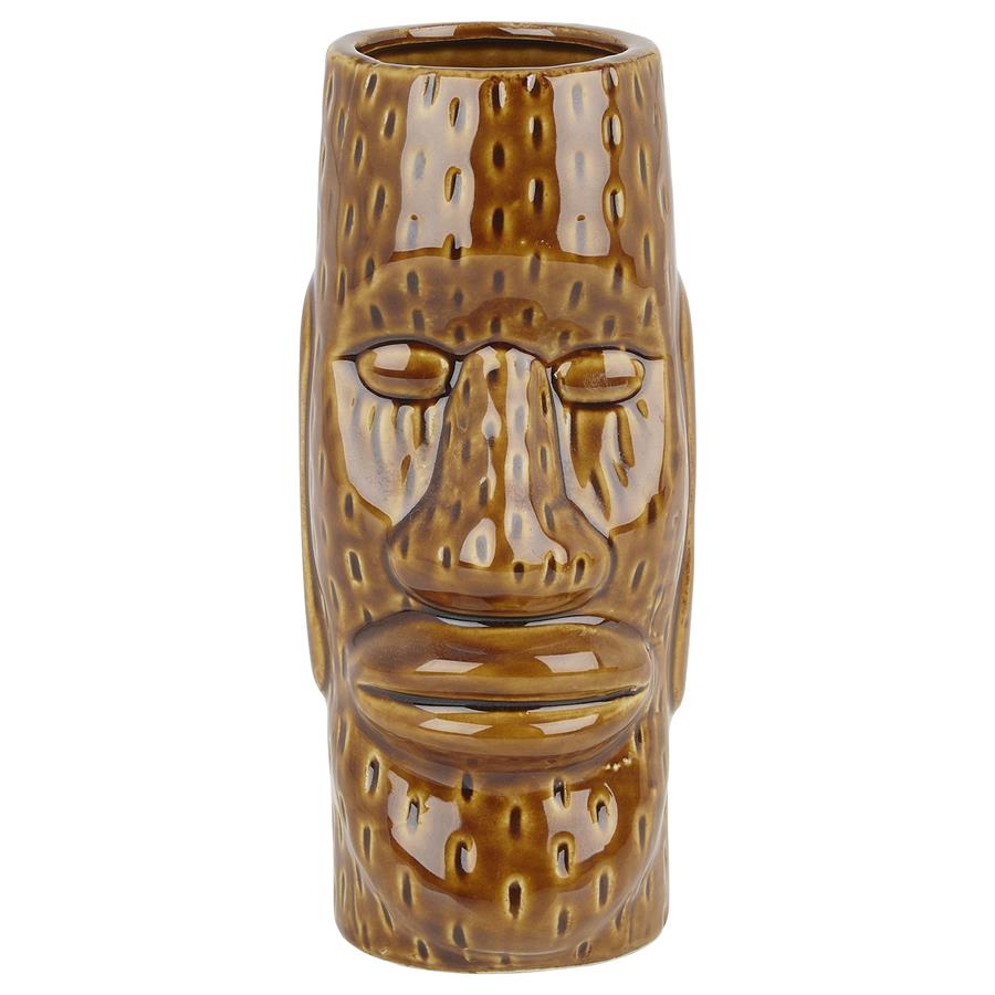 Ceramic Easter Islander Tiki Mug - 450ml - Medium Brown