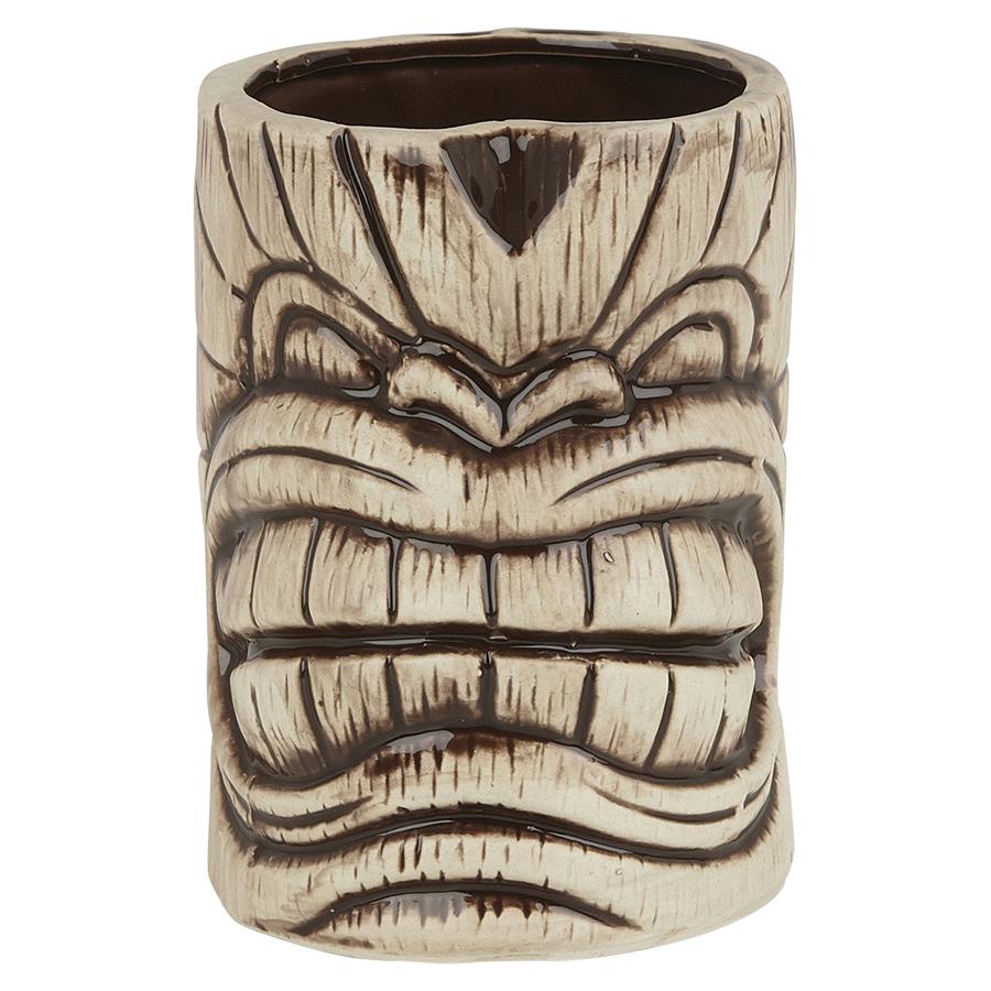 Ceramic Toscano Kanaloa Tiki Mug 450ml - Light/Coffee Brown 