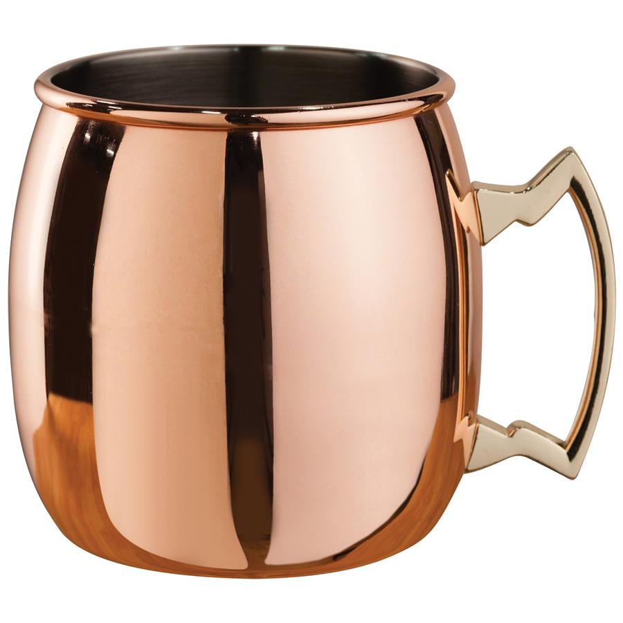 Copper Plated Curved Moscow Mule Mug - Brass Handle