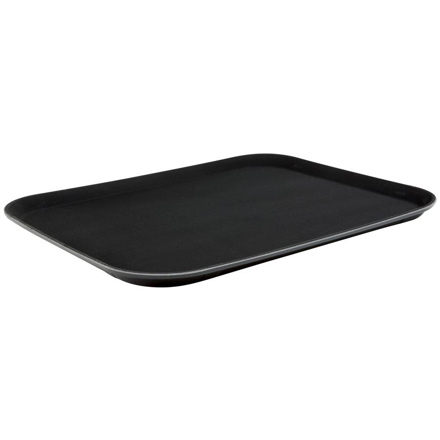 14 Inch x 18 Inch Black Plastic Non Slip Tray