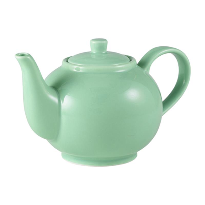 Genware Porcelain Green Teapot 45cl/15.75oz