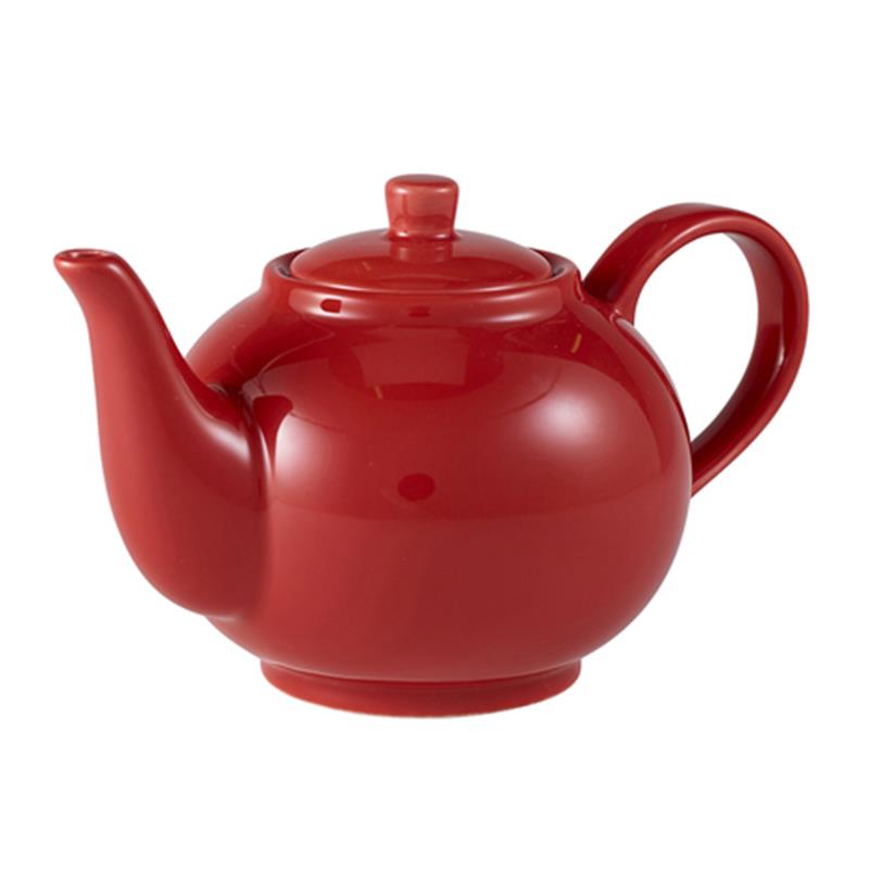 Genware Porcelain Red Teapot 45cl/15.75oz