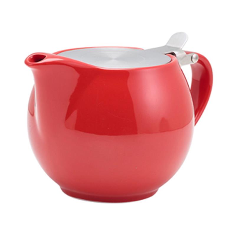 GenWare Porcelain Red Teapot with St/St Lid & Infuser 50cl/17.6oz