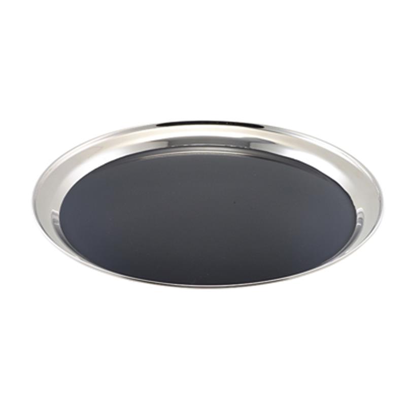 Non Slip Stainless Steel Round Tray 12"