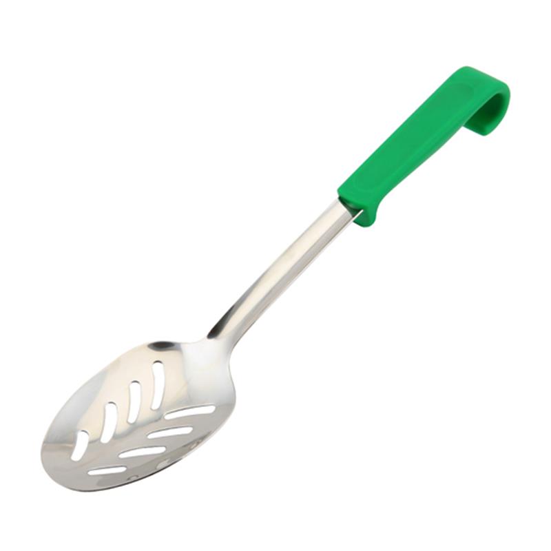 Genware Plastic Handle Spoon Slotted Green