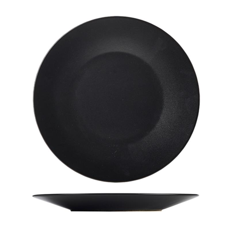 Luna Stoneware Black Wide Rim Plate 25cm/9.75"