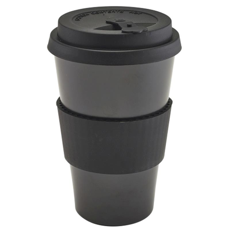 Black Reusable Bamboo Fibre Coffee Cup 45cl/15.75oz