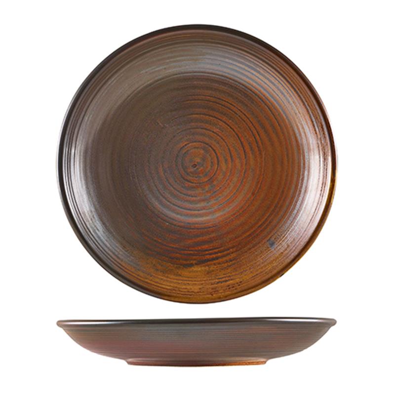 Terra Porcelain Rustic Copper Deep Coupe Plate 25cm