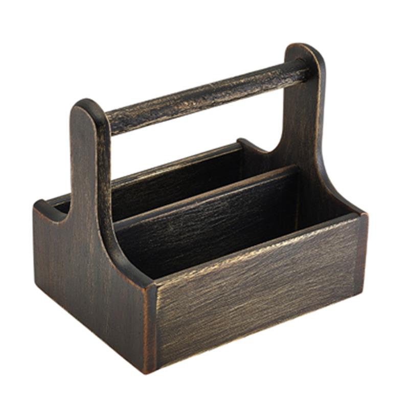 Medium Black Wooden Table Caddy