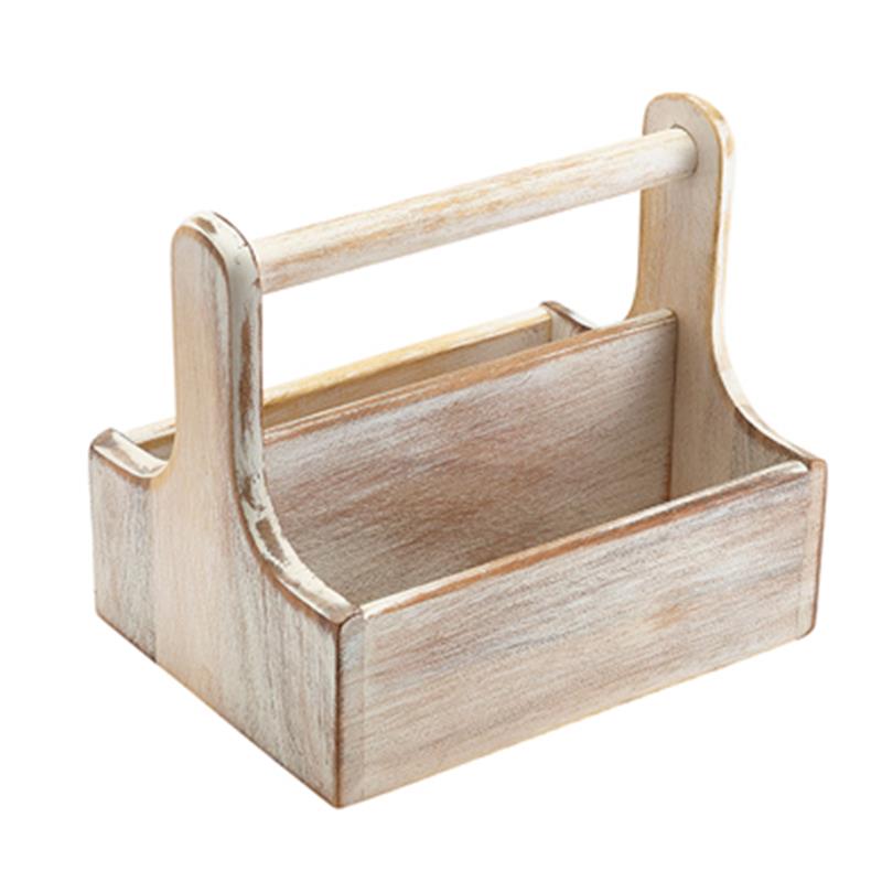 Medium White Wooden Table Caddy