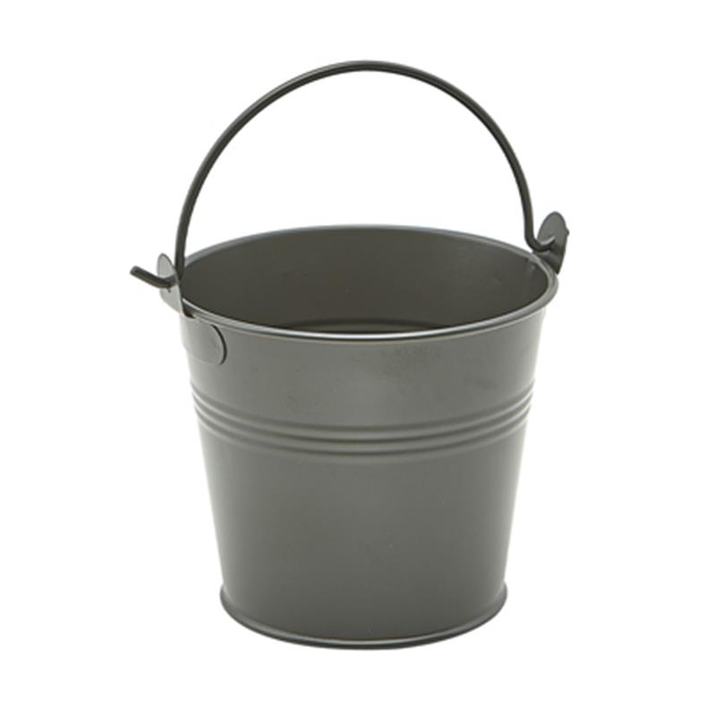 Galvanised Steel Serving Bucket 10cm Dia Dark Olive