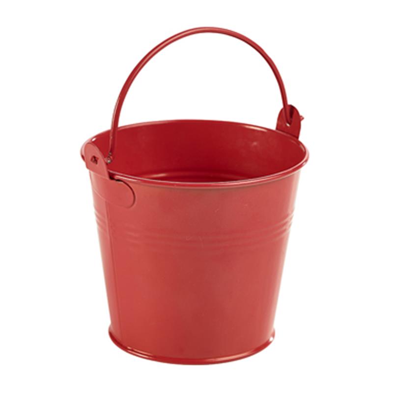 Galvanised Steel Serving Bucket 10cm Dia Red