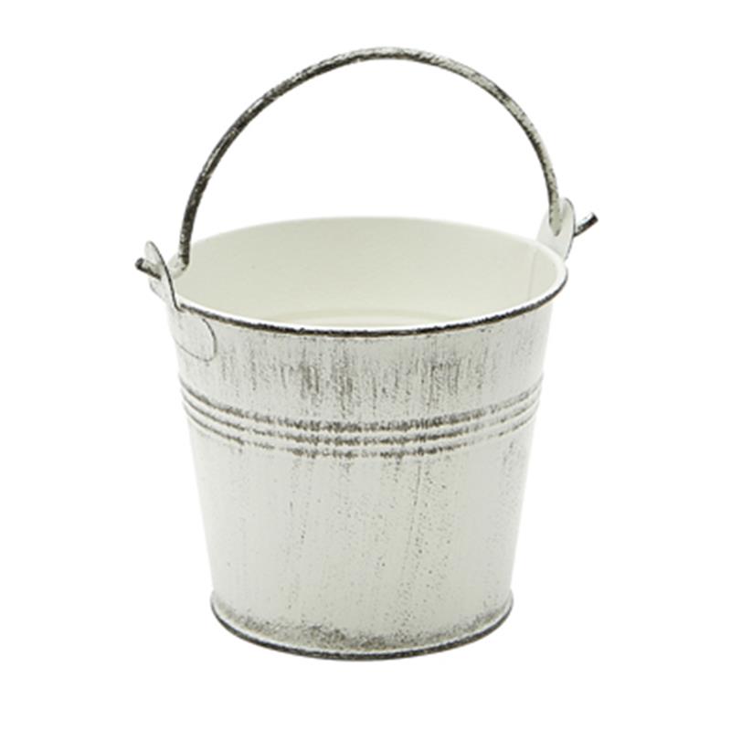 Galvanised Steel Serving Bucket 10cm Dia White Wash