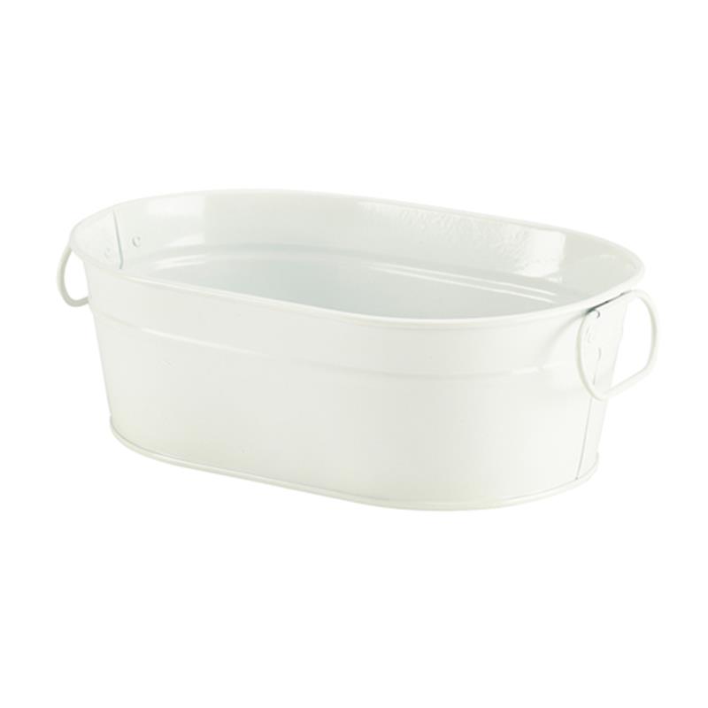 Galvanised Steel Serving Bucket White 23 x 15 x 7cm