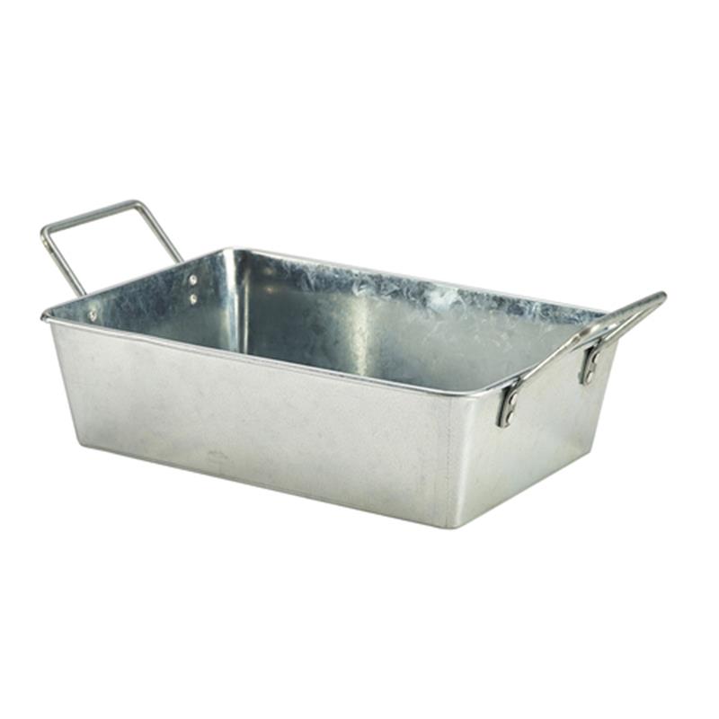 Galvanised Steel Rectangular Serving Bucket 24 x 16.7 x 7cm