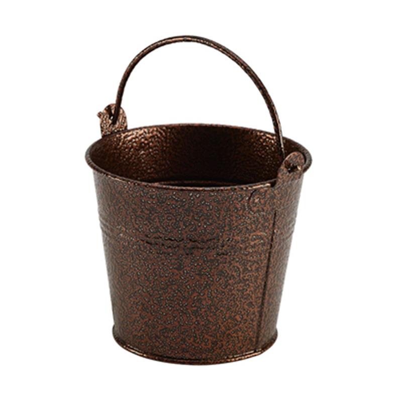 Galvanised Steel Hammered Serving Bucket 10cm Dia Copper