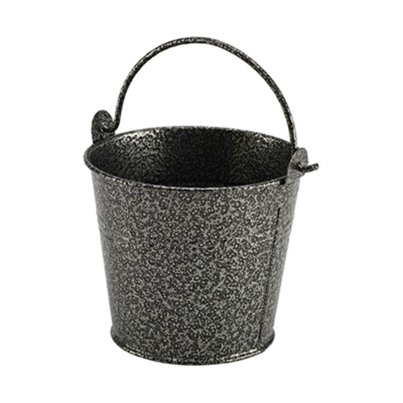 Galvanised Steel Hammered Serving Bucket 10cm Dia Silver