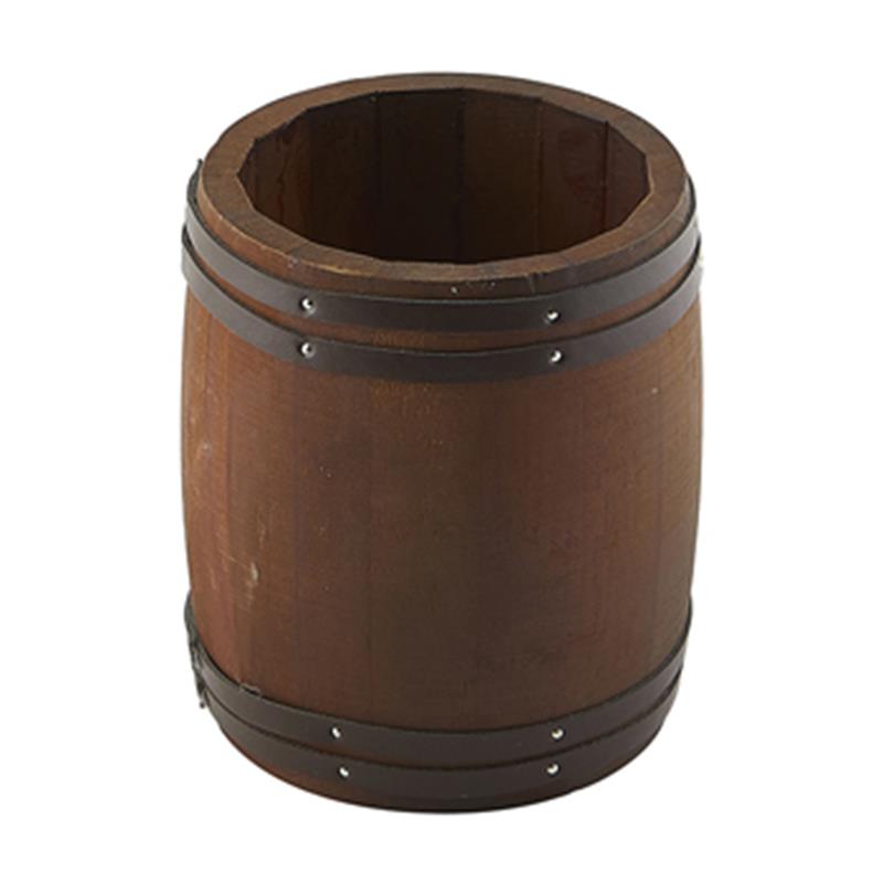 Miniature Dark Wooden Barrel 11.5 Dia x 13.5cm