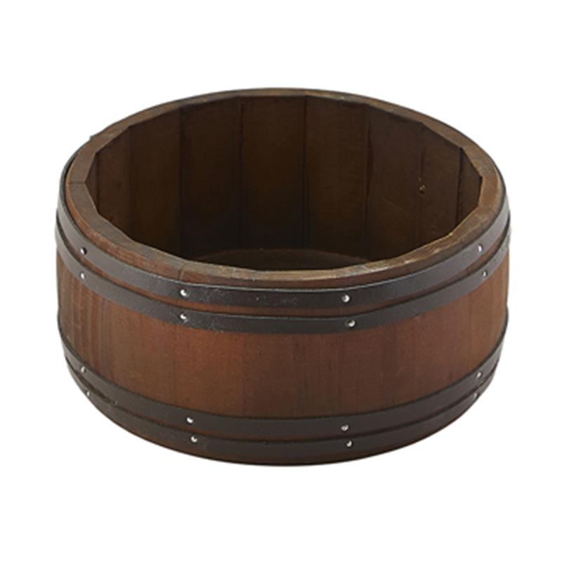 Miniature Dark Wooden Barrel 16.5 Dia x 8cm