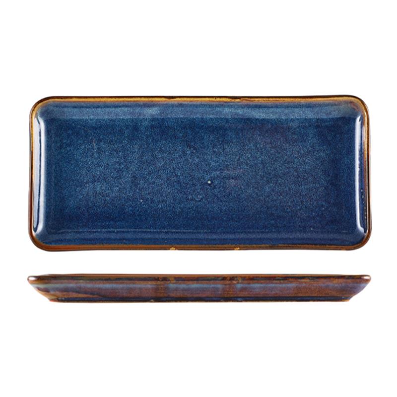 Terra Porcelain Aqua Blue Narrow Rectangular Platter 36 x 16.5cm