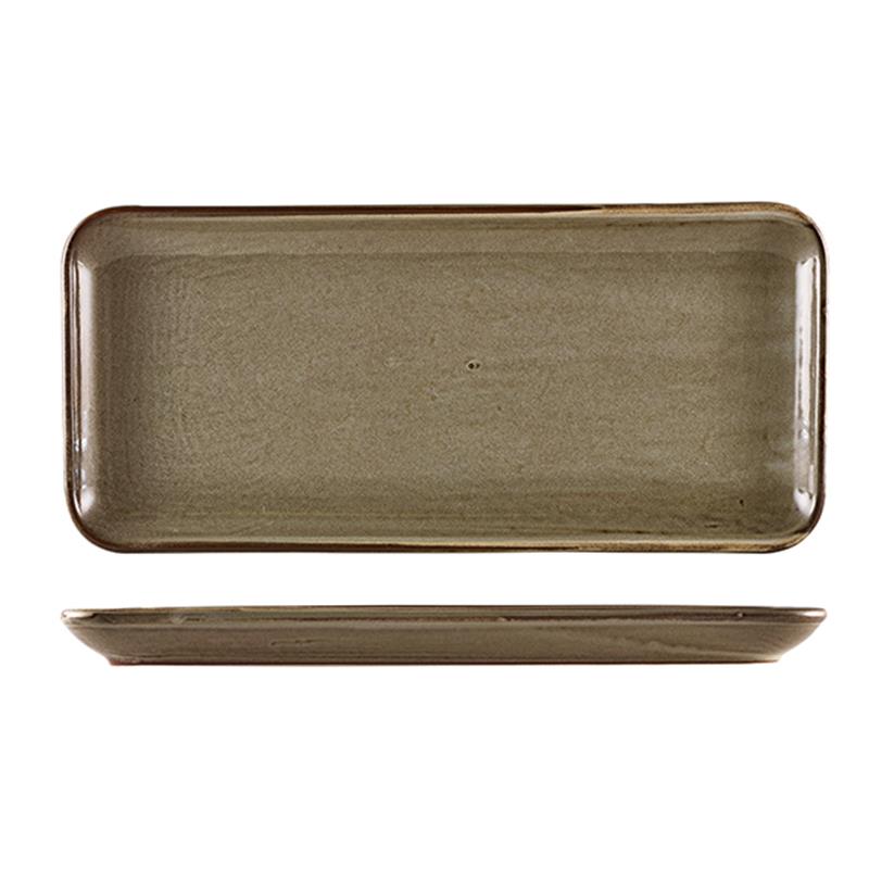 Terra Porcelain Grey Narrow Rectangular Platter 36 x 16.5cm