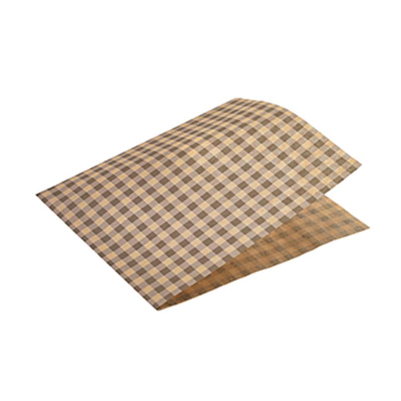 GenWare Greaseproof Paper Bags Brown Gingham Print 17.5 x 17.5cm