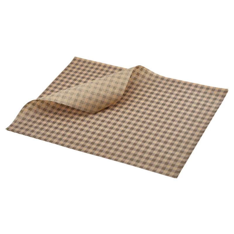 Greaseproof Paper Brown Gingham Print 35 x 25cm