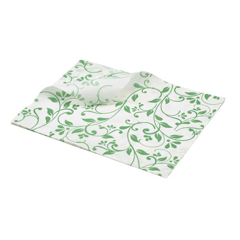 Greaseproof Paper Green Floral Print 25 x 20cm