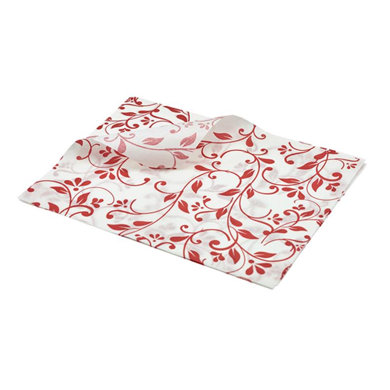 Greaseproof Paper Red Floral Print 25 x 20cm