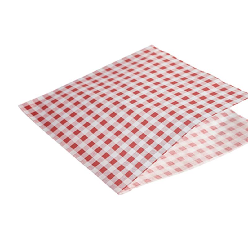 Greaseproof Paper Bags Red Gingham Print 17.5 x 17.5cm