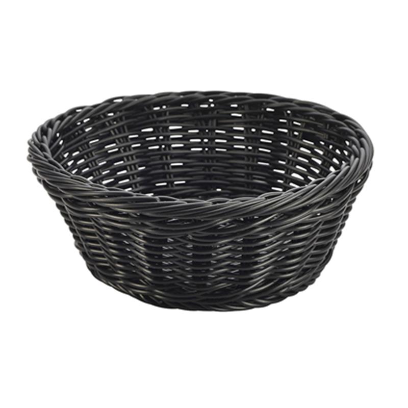 Black Round Polywicker Basket 21Dia x 8cm