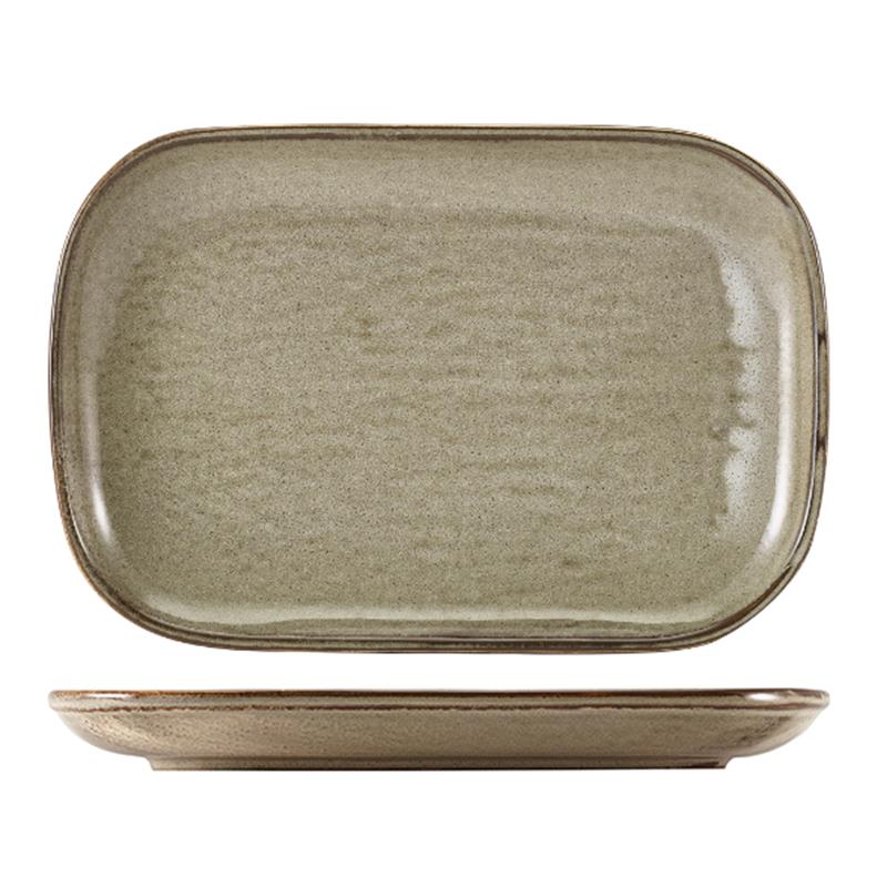 Terra Porcelain Grey Rectangular Plate 34.5 x 23.5cm