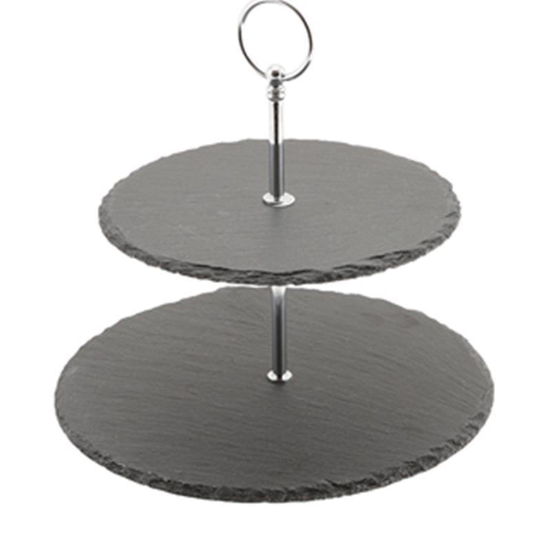 Genware Slate 2-Tier Cake Stand 20/25cm