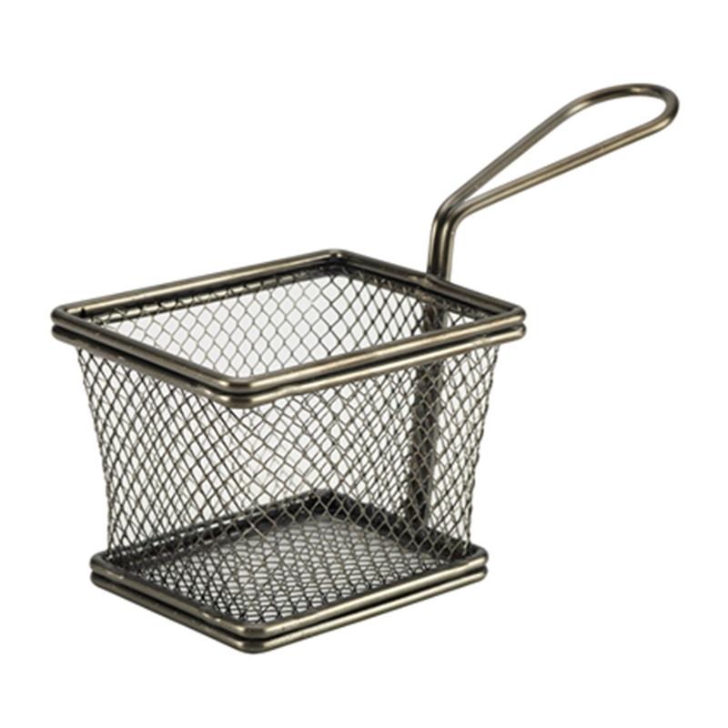 Black Serving Fry Basket Rectangular 10 x 8 x 7.5cm