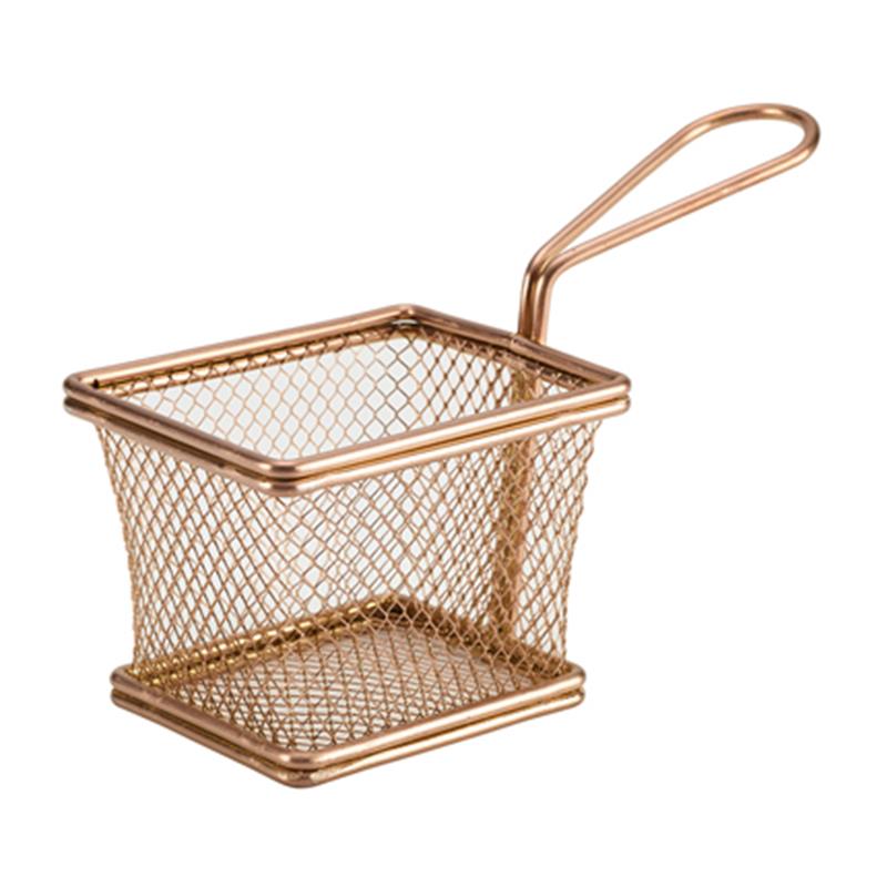 Copper Serving Fry Basket Rectangular 10 x 8 x 7.5cm