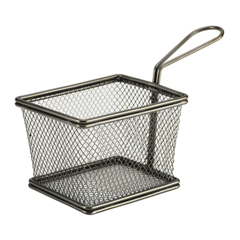 Black Serving Fry Basket Rectangular 12.5 x 10 x 8.5cm