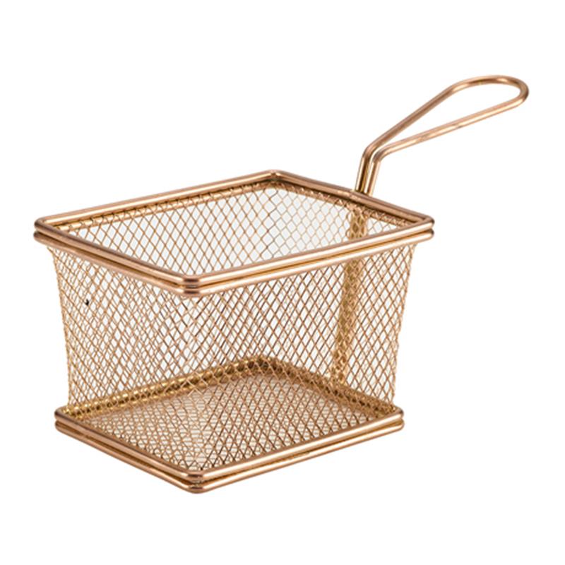 Copper Serving Fry Basket Rectangular 12.5 x 10 x 8.5cm