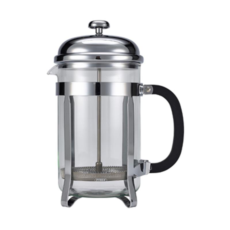 12 Cup Cafetiere Chrome Pyrex 48oz 1.5 Litre