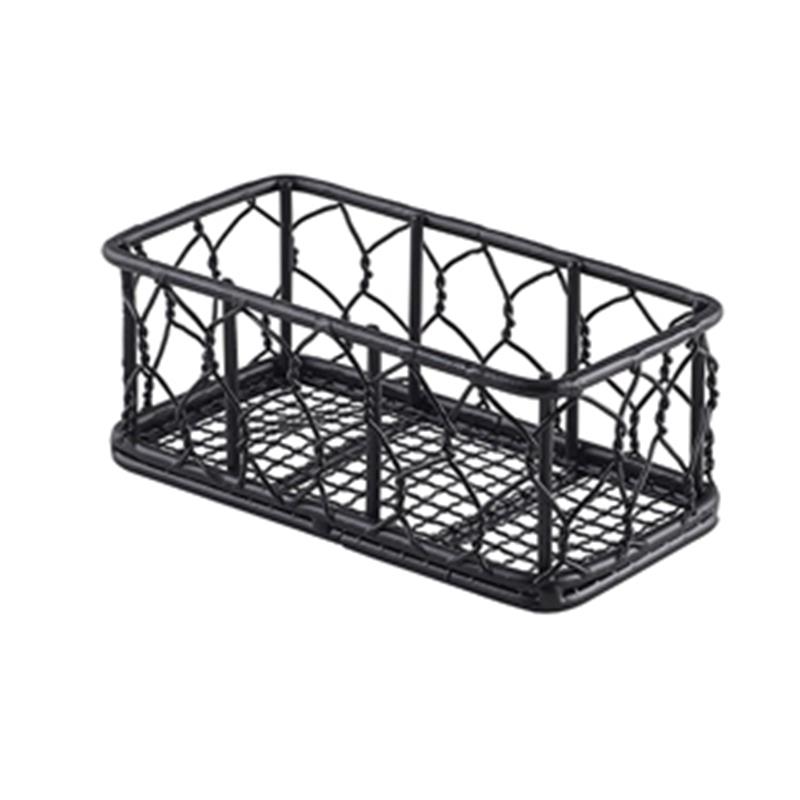 Genware Rectangular Black Wire Basket 14 x 7 x 5.5cm