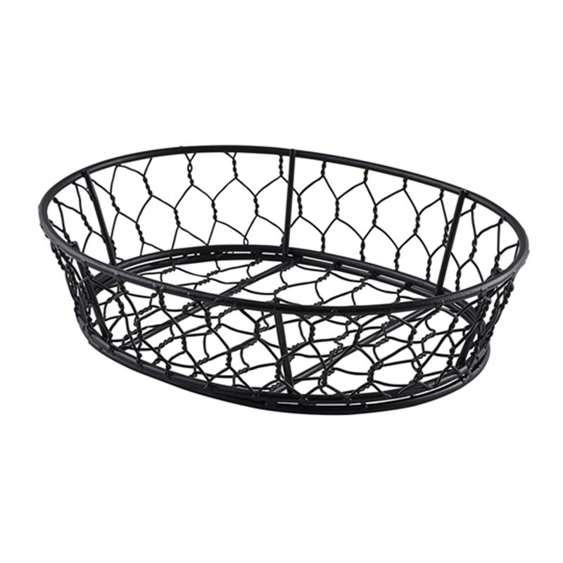 Genware Oval Black Wire Basket 24 x 18 x 6cm