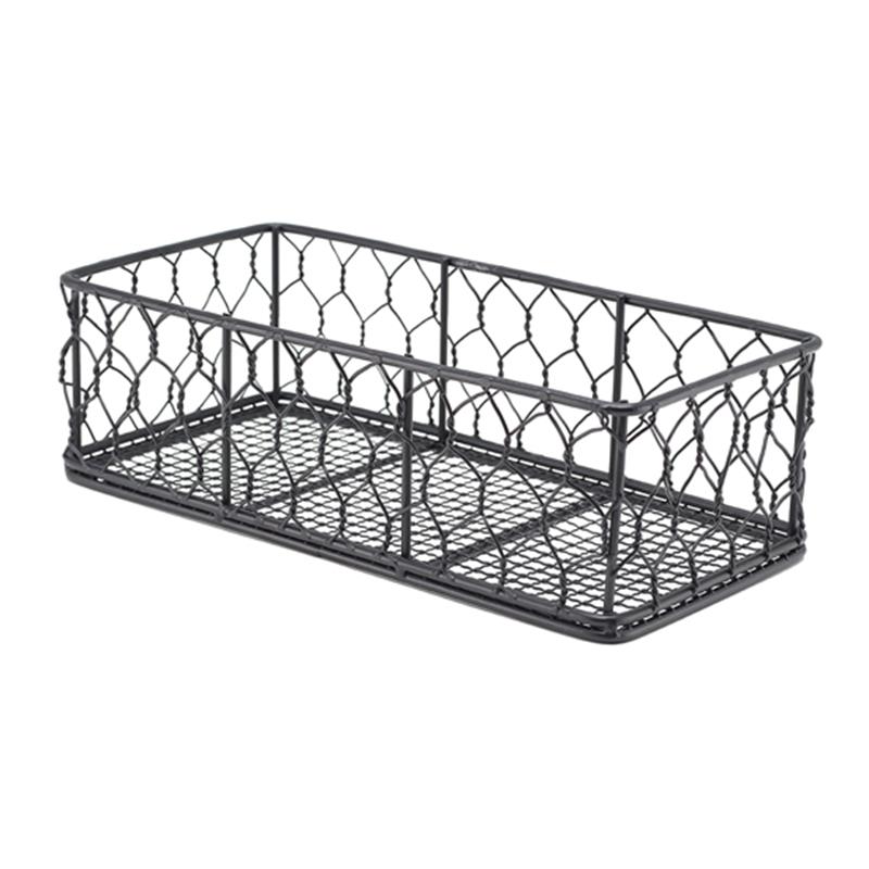 GenWare Rectangular Black Wire Basket 25 x 12 x 7.5cm