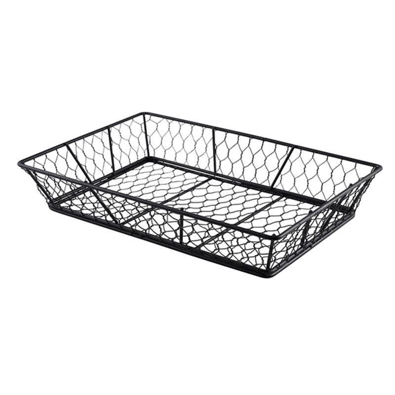 Genware Rectangular Black Wire Basket 31.5 x 21.5 x 6cm