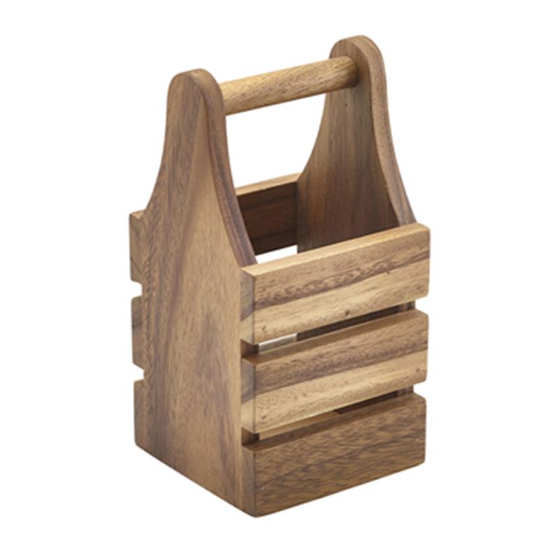 Acacia Wood Cutlery Holder 10 x 10 x 20cm