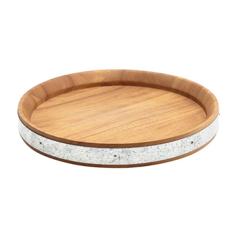 Acacia Wood Zinc Banded Serving Board 24cm