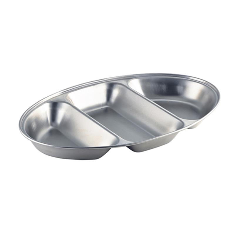 GenWare Stainless Steel Three Division Oval Vegetable Dish 35cm/14"