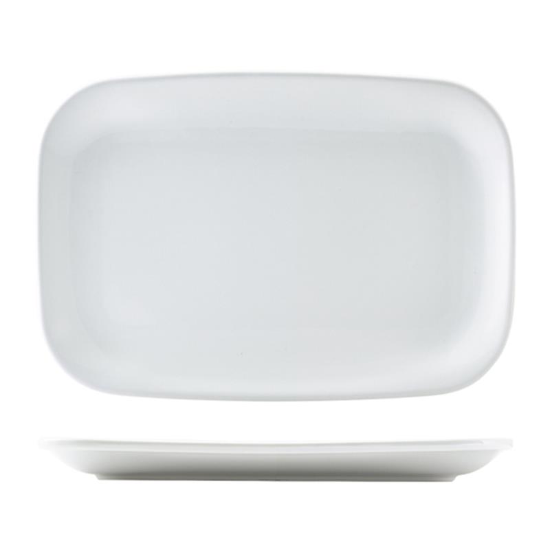 Genware Porcelain Rounded Rectangular Plate 35.5 x 24cm/14 x 9.5"